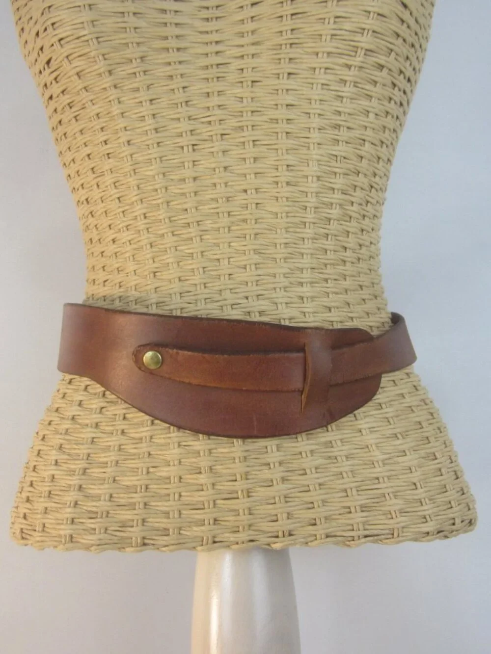 RARE 60s Vintage J.B. Starker Provincetown Handmade Brown Leather Belt XS 24-25